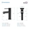 Kibi Circular X Single Handle Bathroom Vanity Sink Faucet with Pop Up Drain C-KBF1010MB-KPW100MB